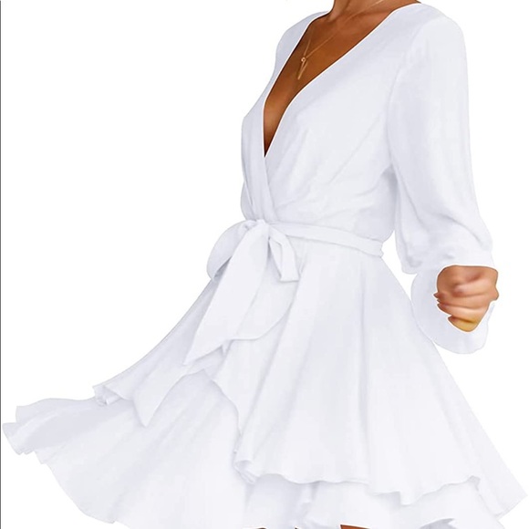 Beautiful white flowy short dress. Great to dress up or down. - Picture 3 of 5